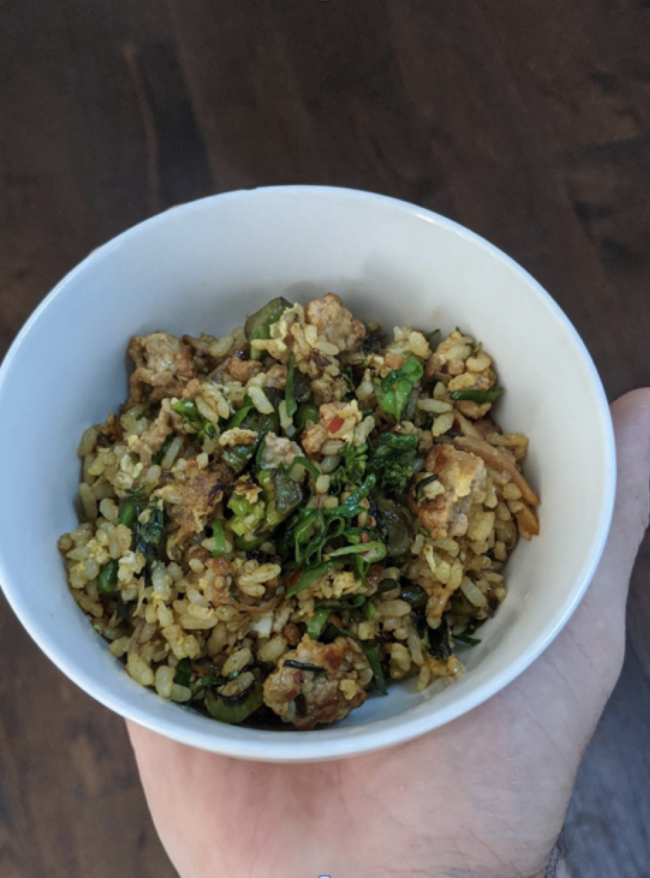 ‘Green’ rice breakfast bowl with ginger, turmeric and egg ‘Green’ rice breakfast bowl with ginger, turmeric and egg